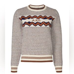 A.P.C. Cream, Navy & Brown Knit Crewneck Sweater